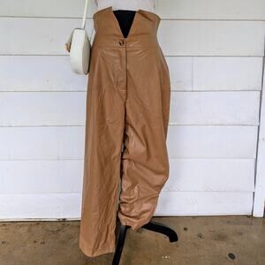 Brown faux leather trousers 2x